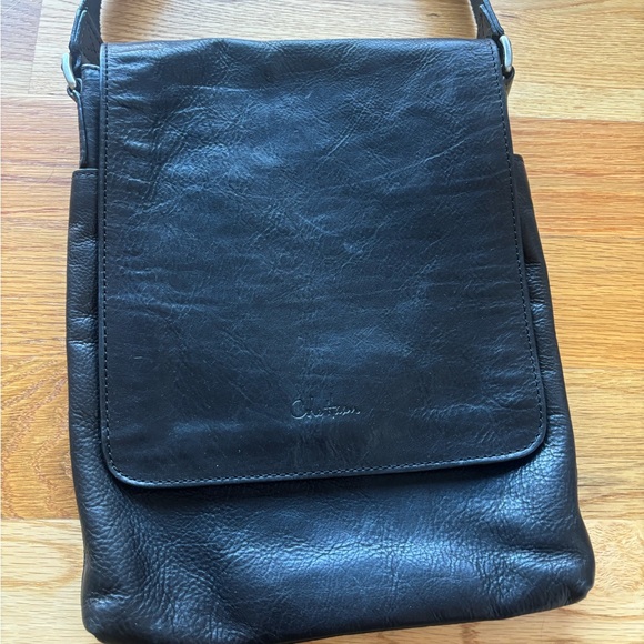Cole Haan Black Leather Messenger Bag - Picture 1 of 7